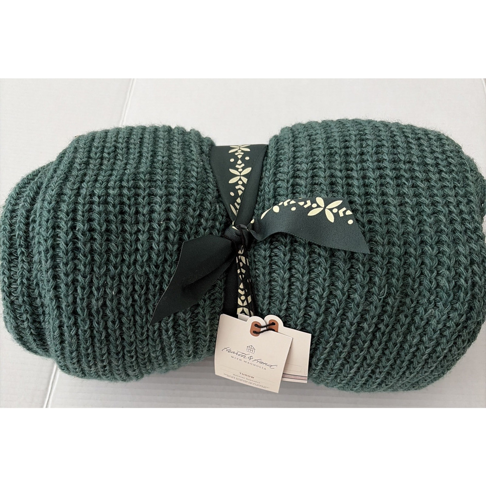 Hearth & Hand Magnolia Green Throw 50"× 60" Machine Washable NEW